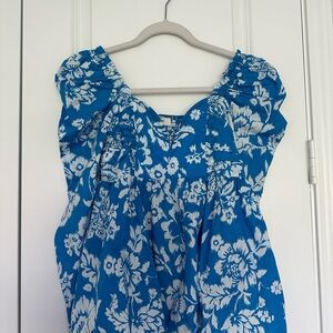 Entro Blue and White Floral Blouse